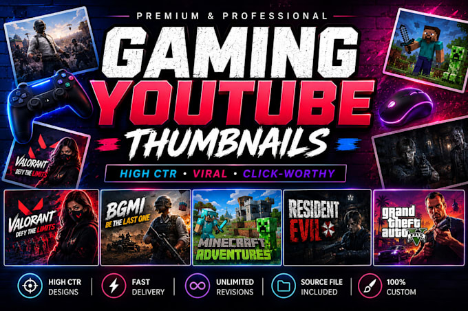 create click worthy gaming youtube thumbnails
