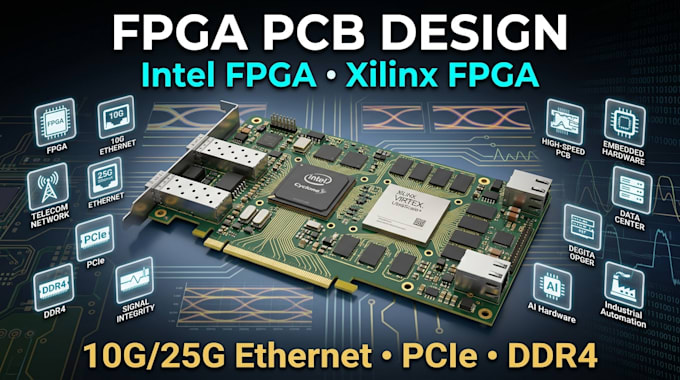 design fpga pcb, intel fpga, 10g 25g ethernet, telecom hardware, pcie ddr4