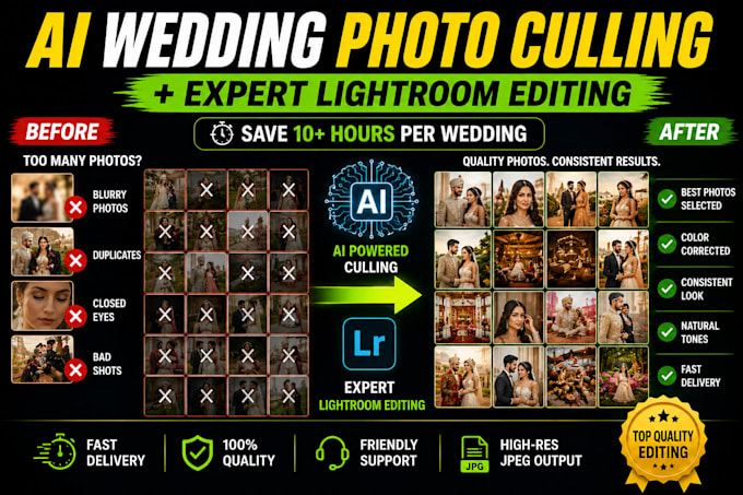 do ai wedding culling and bulk photo editing in lightroom