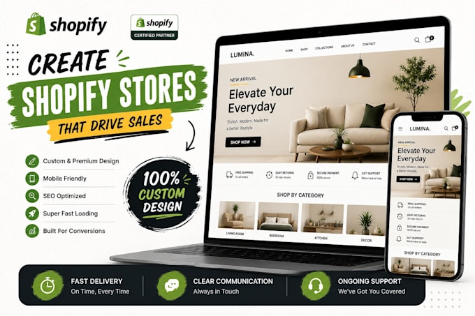 shopify website design, shopify ecommerce store, shopify online store