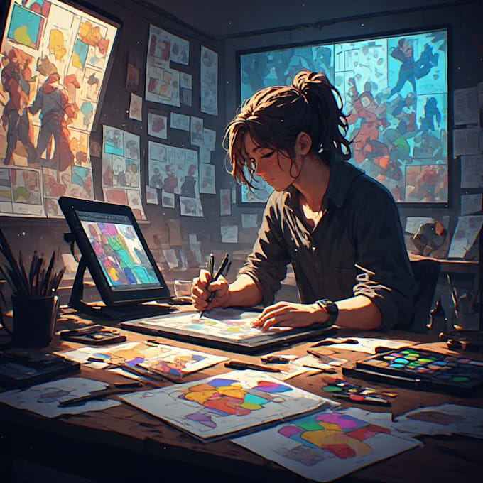 draw comic book in any style based on your script