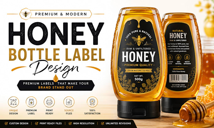 design premium honey bottle label for your brand