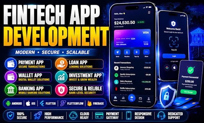 develop fintech app, payment app, crypto wallet app, banking app, investment app