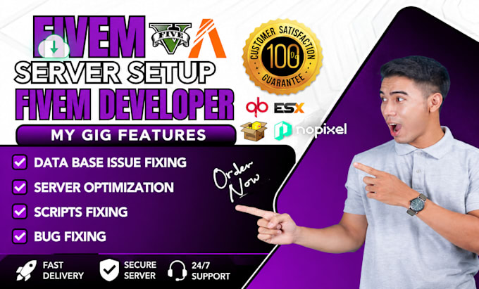 develop gta v fivem custom scripts, server setup, qbcore, qbox and esx