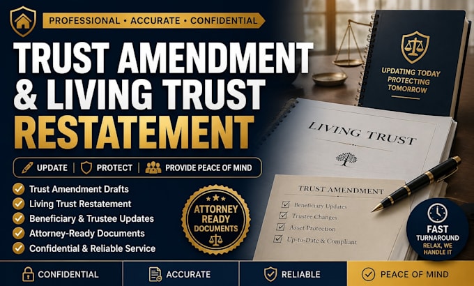 draft trust amendment, revocable living trust restatement and trust update