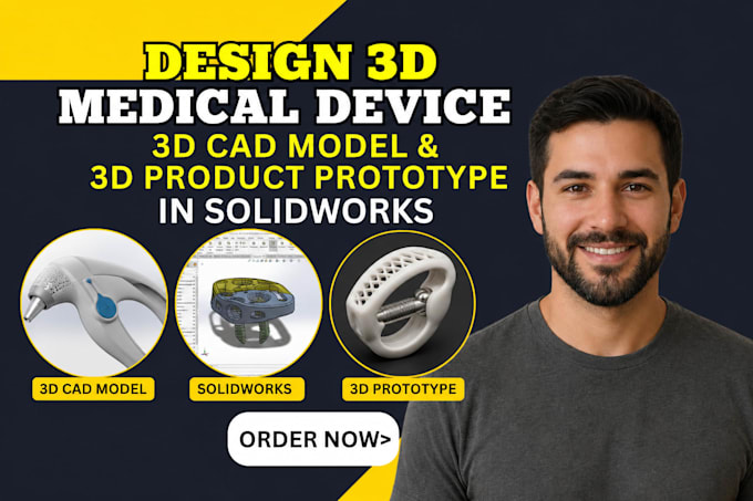 design 3d medical device, 3d cad model, 3d product prototype in solidworks