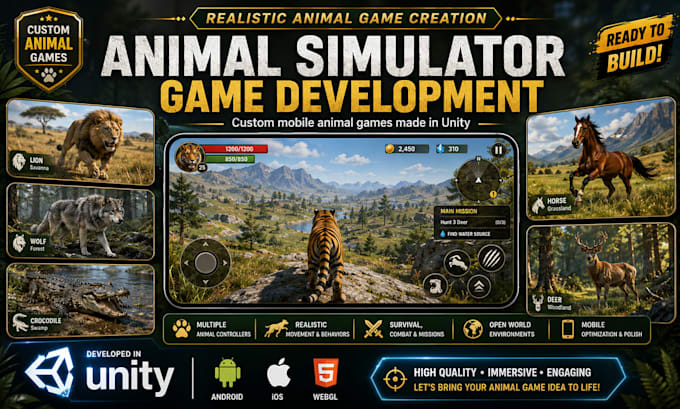 create player and ai animal controllers, animations, and behavior systems