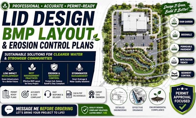 create lid design, bmp layout and erosion control plans