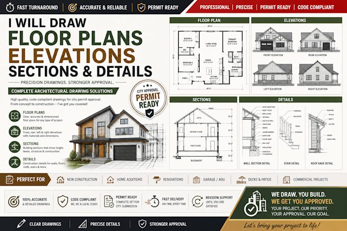 draw floor plans elevations sections and details