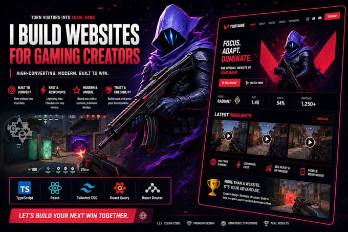 build a professional modern website for esports or gaming creators