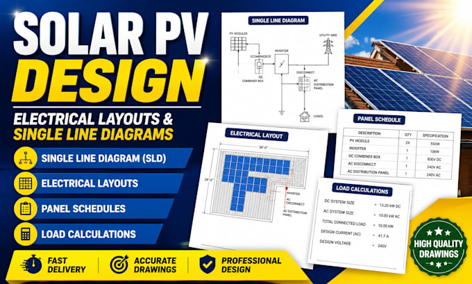 design solar pv plans, single line diagrams and permit drawings