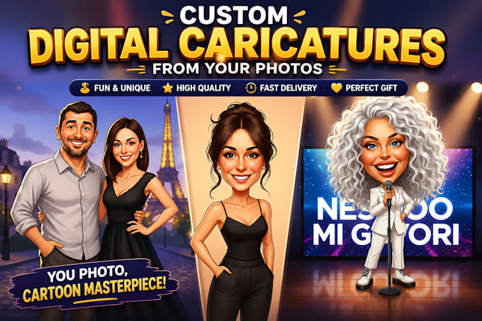 create a custom digital caricature portrait