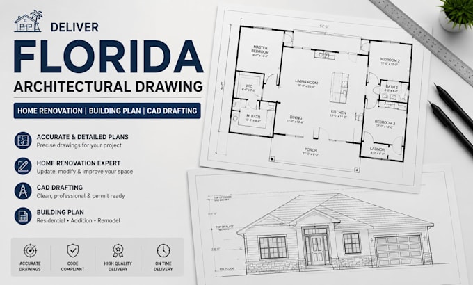 deliver florida architectural drawing home renovation building plan cad drafting
