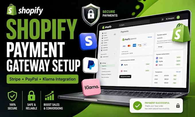 setup shopify payment gateway stripe paypal klarna integration