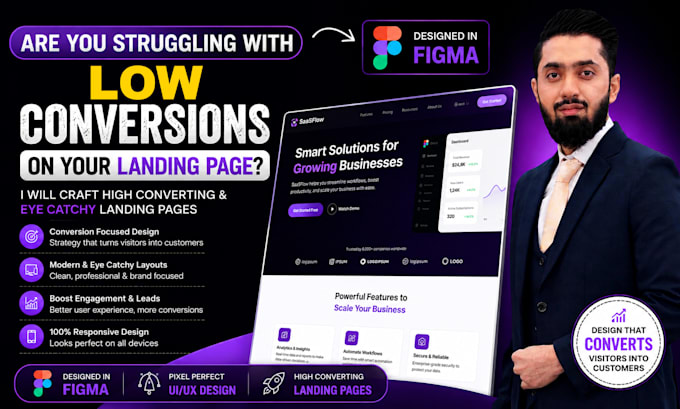 craft high converting , eye catchy figma landing page