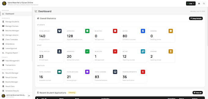 develop a modern educational website or modern school portal