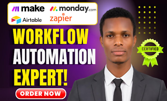 setup monday CRM monday automation airtable database zapier integration make com