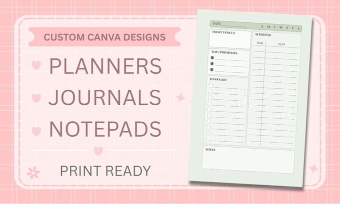 design custom printable planners, journals, or notepads