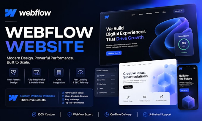 build custom webflow website design seo webflow cms development redesign expert