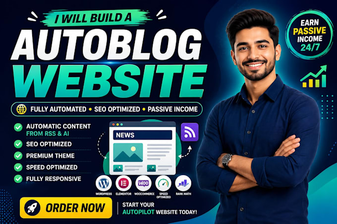 create an autoblog wordpress website according to your needs