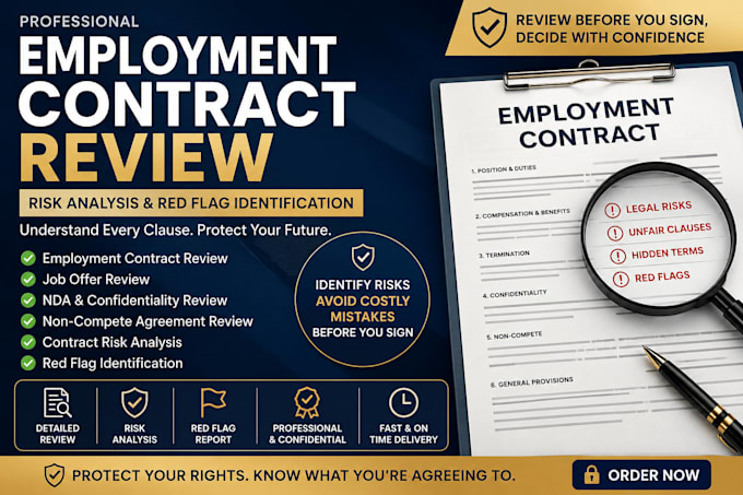 review your employment contract nd explain important clauses clearly