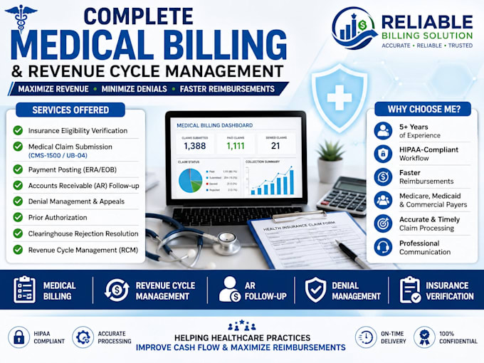 handle medical billing, ar follow up and denial management