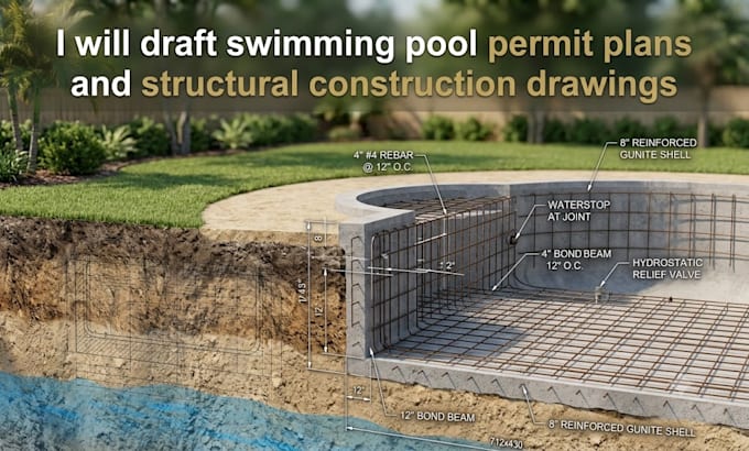 draft swimming pool permit plans and structural construction drawings