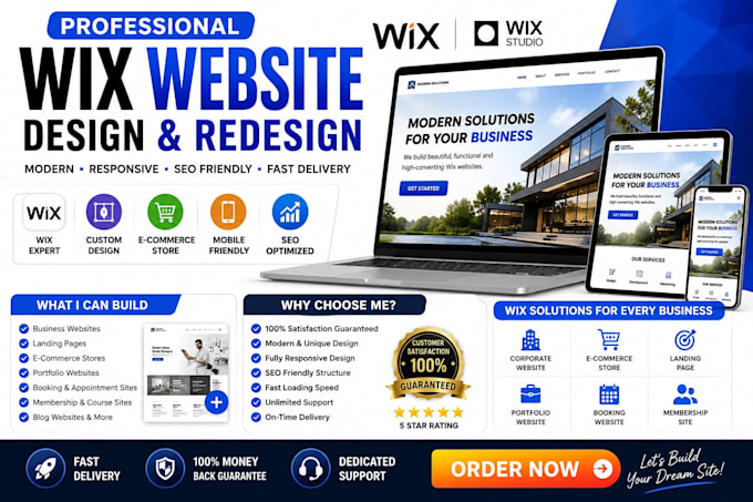 create a modern wix website, wix studio website, or online store