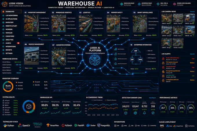 develop warehouse ai, computer vision, opencv python, yolo inventory automation