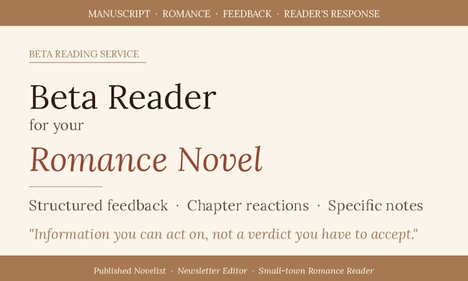 be your beta reader for your contemporary or romance novel