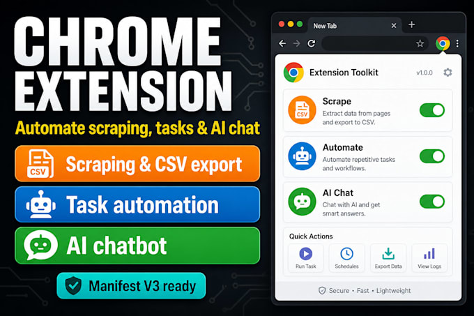 build chrome extensions for scraping, automation and ai chatbots