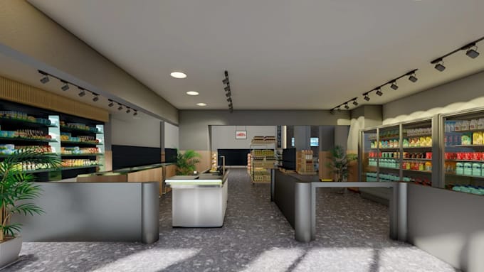 ritualization supermarket interior render, retail store mockup,mall store layout