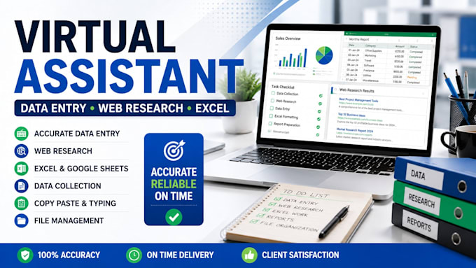be your virtual assistant for data entry and web research