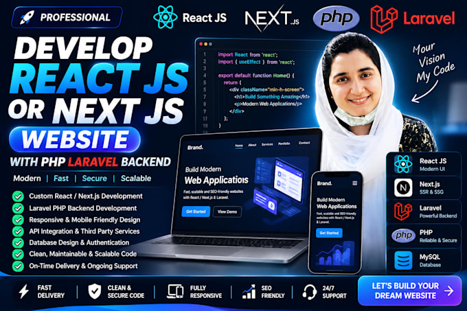 develop a react js or next js website
