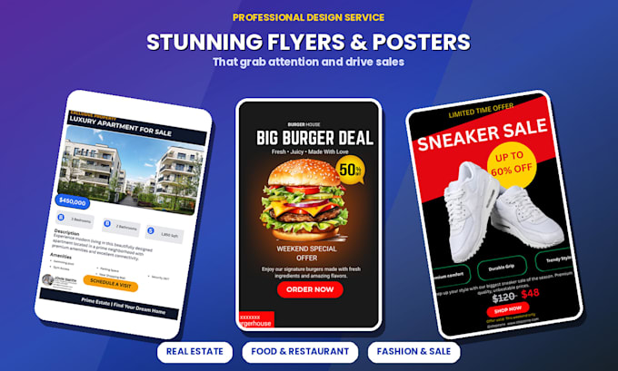 design modern canva flyers for realstate and business