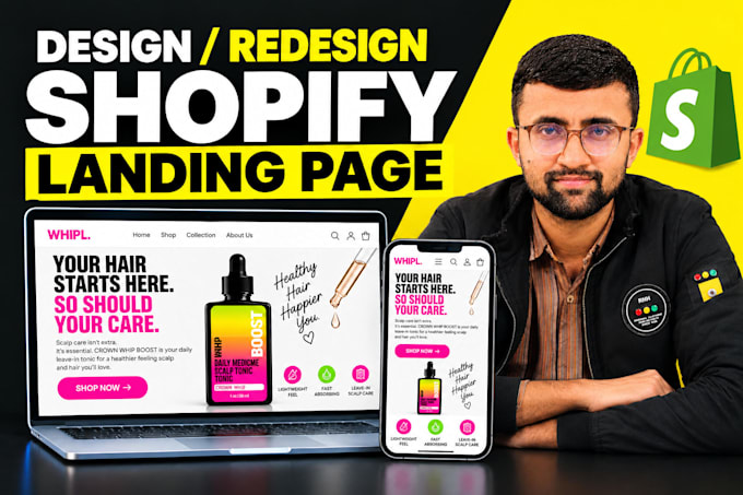 design shopify product page, landing page by pagefly, gempages, shogun