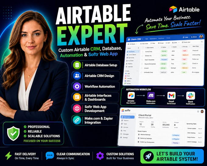 setup airtable database airtable crm workflow airtable automation softr webapp