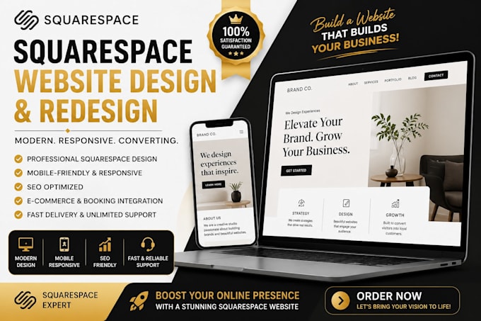 build squarespace website, design or redesign squarespace website, landing page