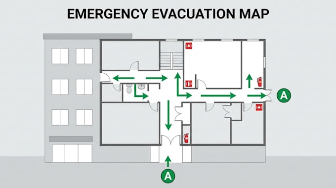 design evacuation, emergency, venue and campground maps