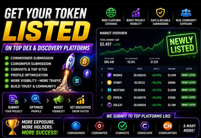 do coingecko cmc dextools dexscreener and cex listing