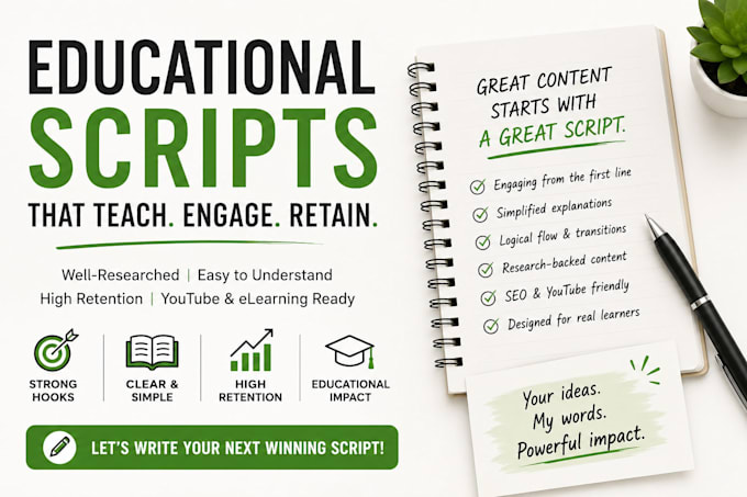 write engaging educational youtube and explainer video scripts