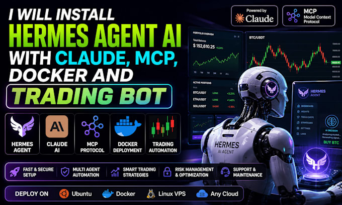 install hermes agent ai with claude, mcp, docker trading bot