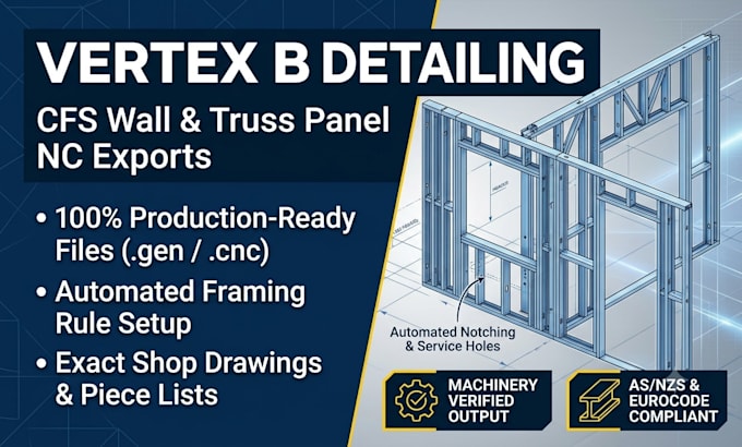 do vertex bd detailing and export machine files for cfs wall and truss panels