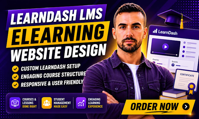 design elearning lms website on wordpress learndash lms, learndash lms website