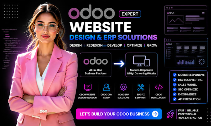design redesign odoo website, odoo CRM, erp, odoo bug fix odoo developer