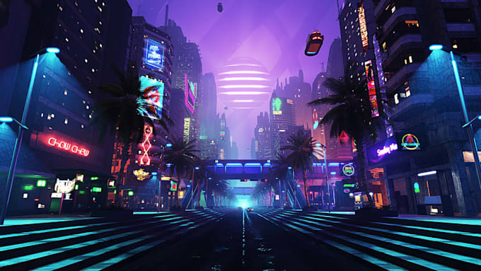 create realistic cyberpunk sci fi game environment and concept art no ai