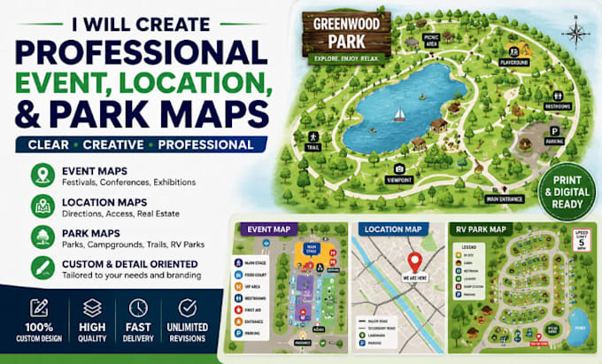 create professional event, location, and park maps