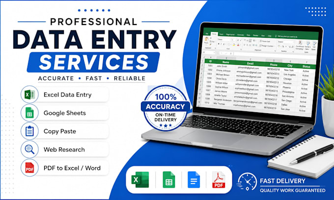 do fast and accurate data entry, copy paste and web research