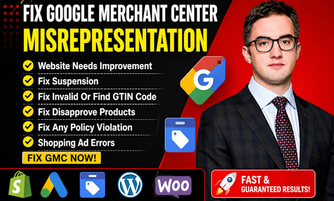 fix google merchant center misrepresentation, suspension and policy violation