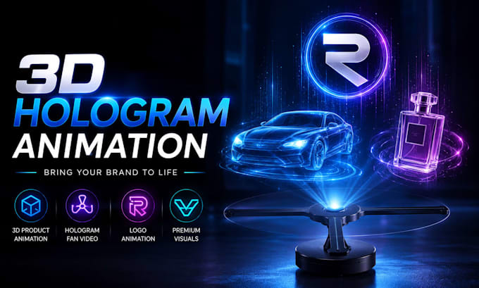 create custom futuristic 3d hologram fan videos and holographic 3d animations